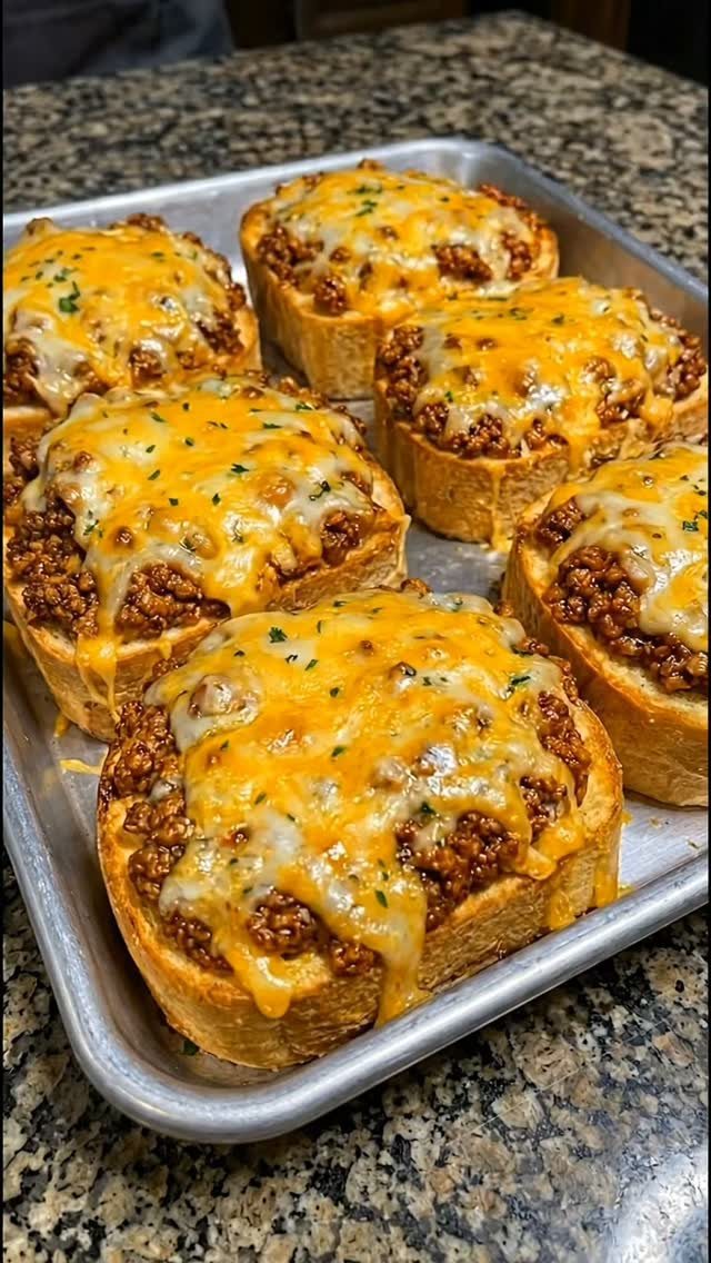 14 Ground Beef Recipes Using Few Ingredients for Low-Stress Weeknights 13 Six bread bowls filled with ground beef and melted cheese on a baking sheet.
