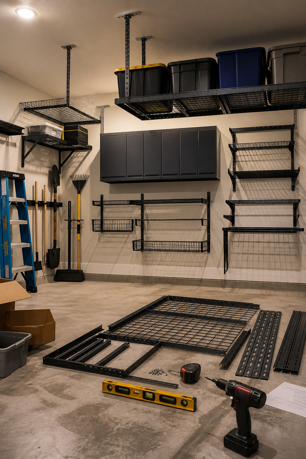 Illustration of weight capacity for overhead garage storage systems