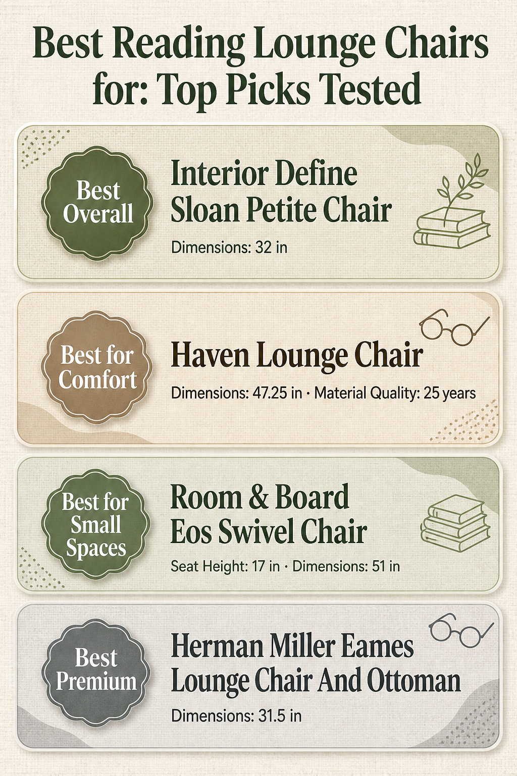 Infographic comparing different reading lounge chairs