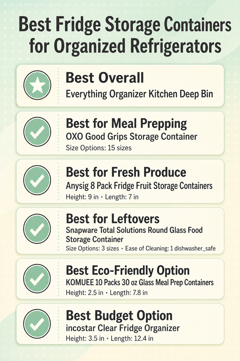 An infographic comparing different fridge storage containers