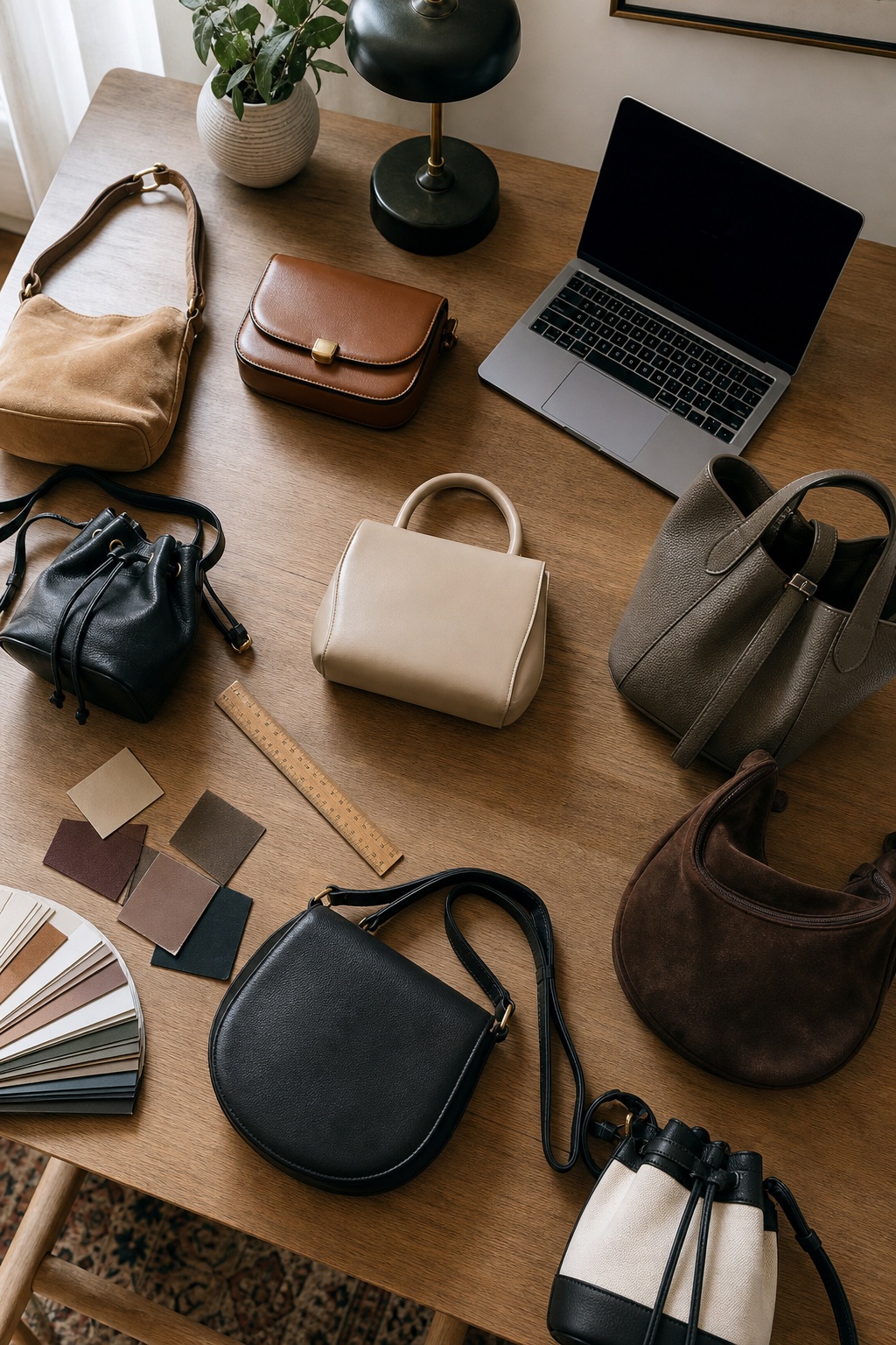 French Purse Brands: 10 Heritage Houses Shaping Modern Style 21 A minimalistic workspace featuring a stylish purse and a notebook