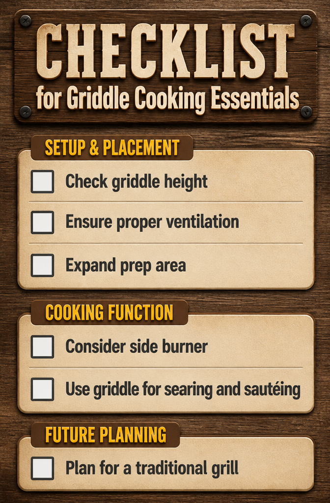 A checklist for essential griddle cooking items.
