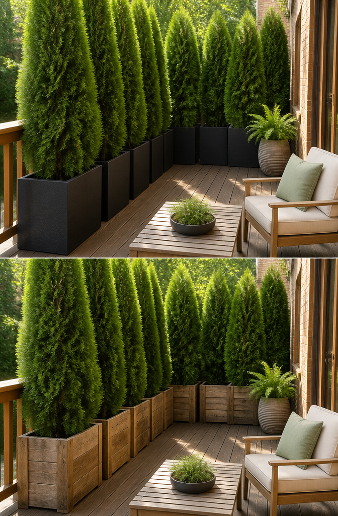 Mature hedges creating privacy in an outdoor setting.