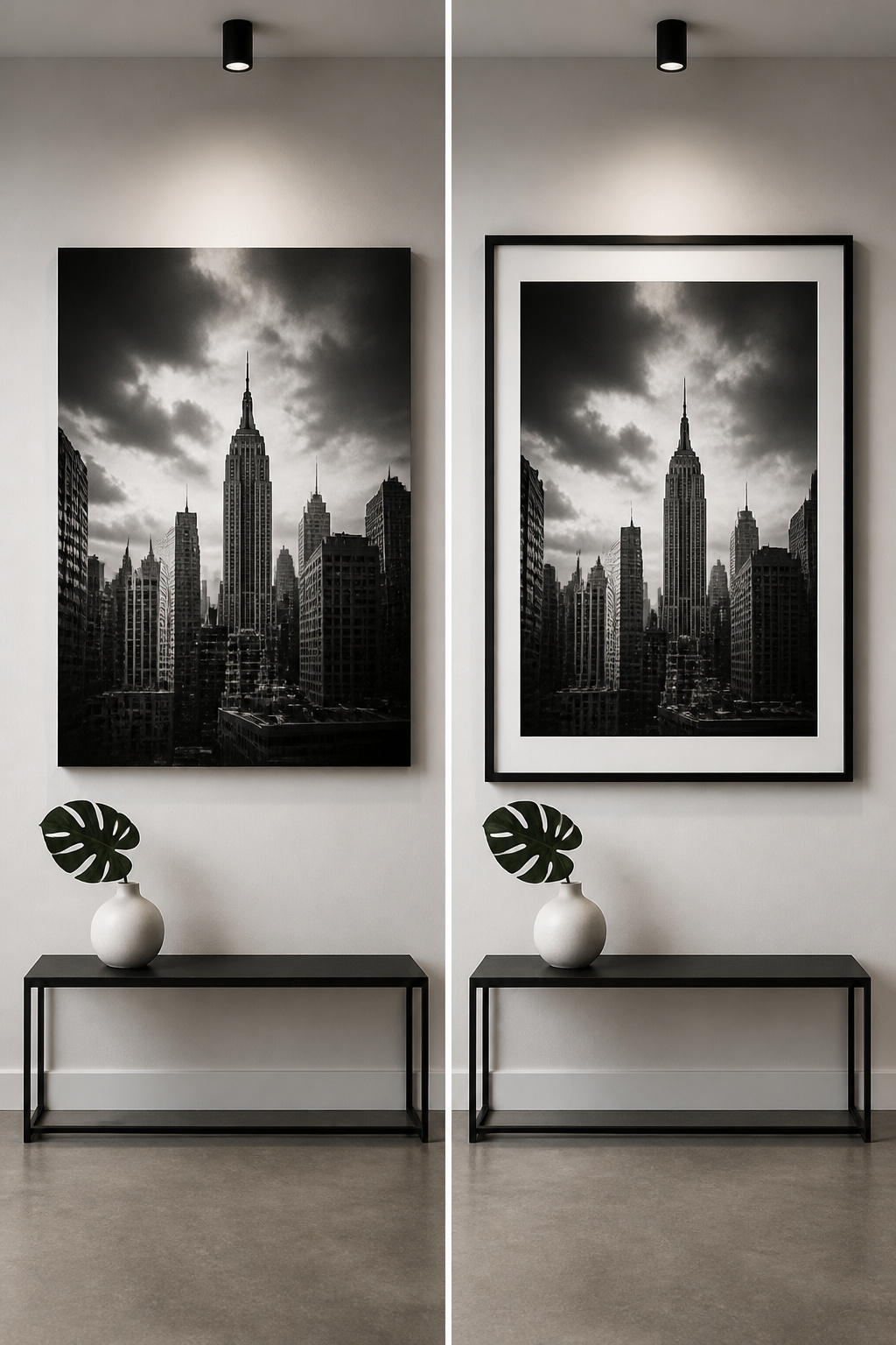High-contrast black and white photograph with stark light and dark areas.