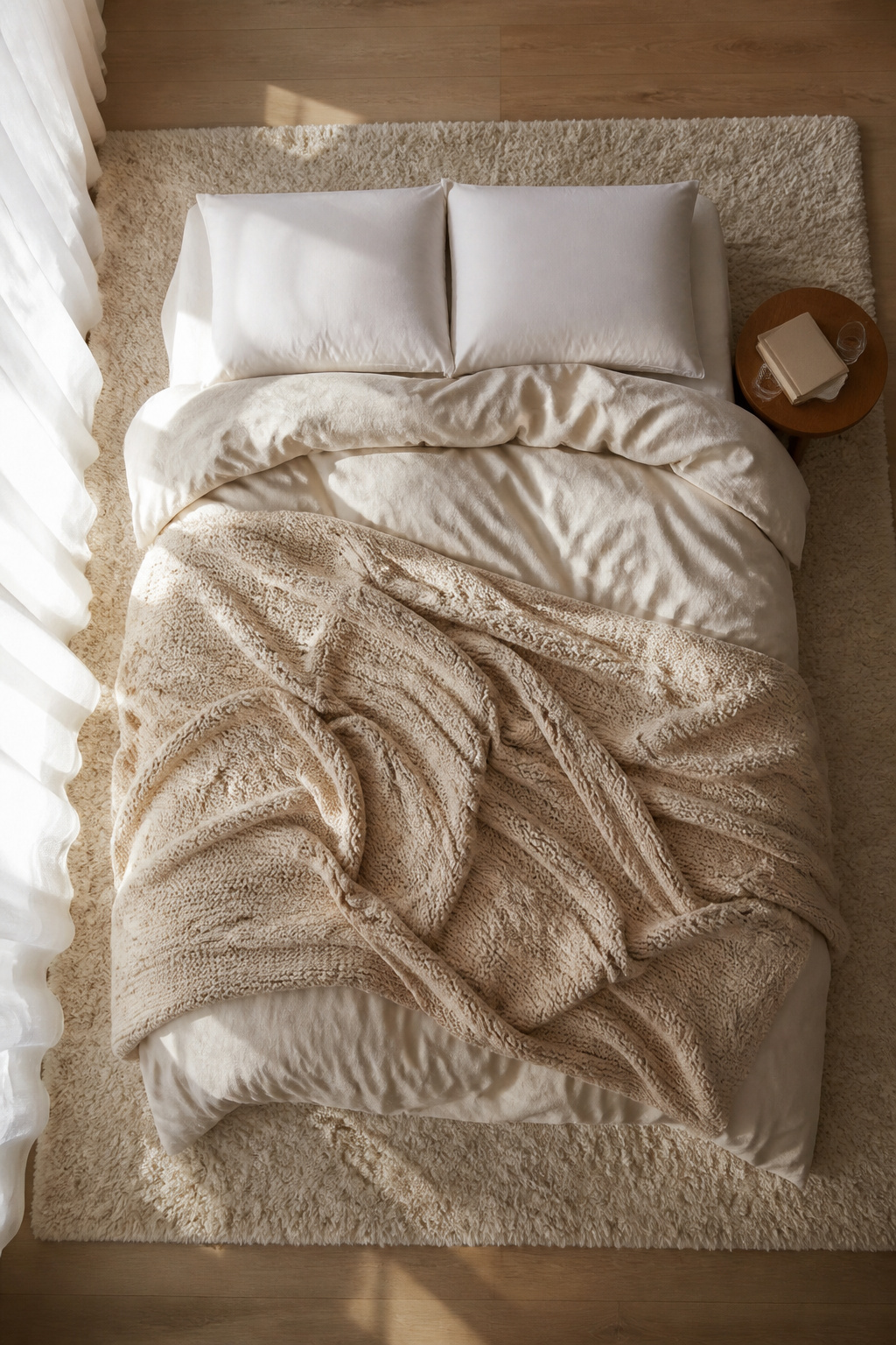 10 Cozy Room Decor Ideas for Warm, Lived-In Style in 2026 2 A bed with fluffy duvet, textured throws, and soft sheets.
