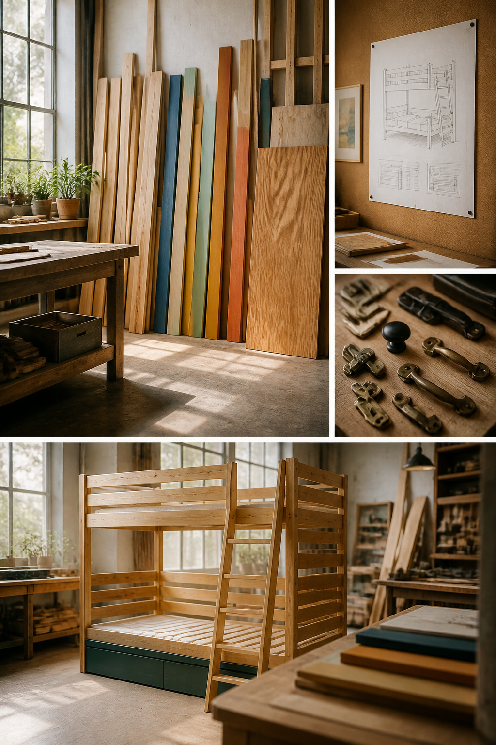 Various wood materials for building custom bunk beds.