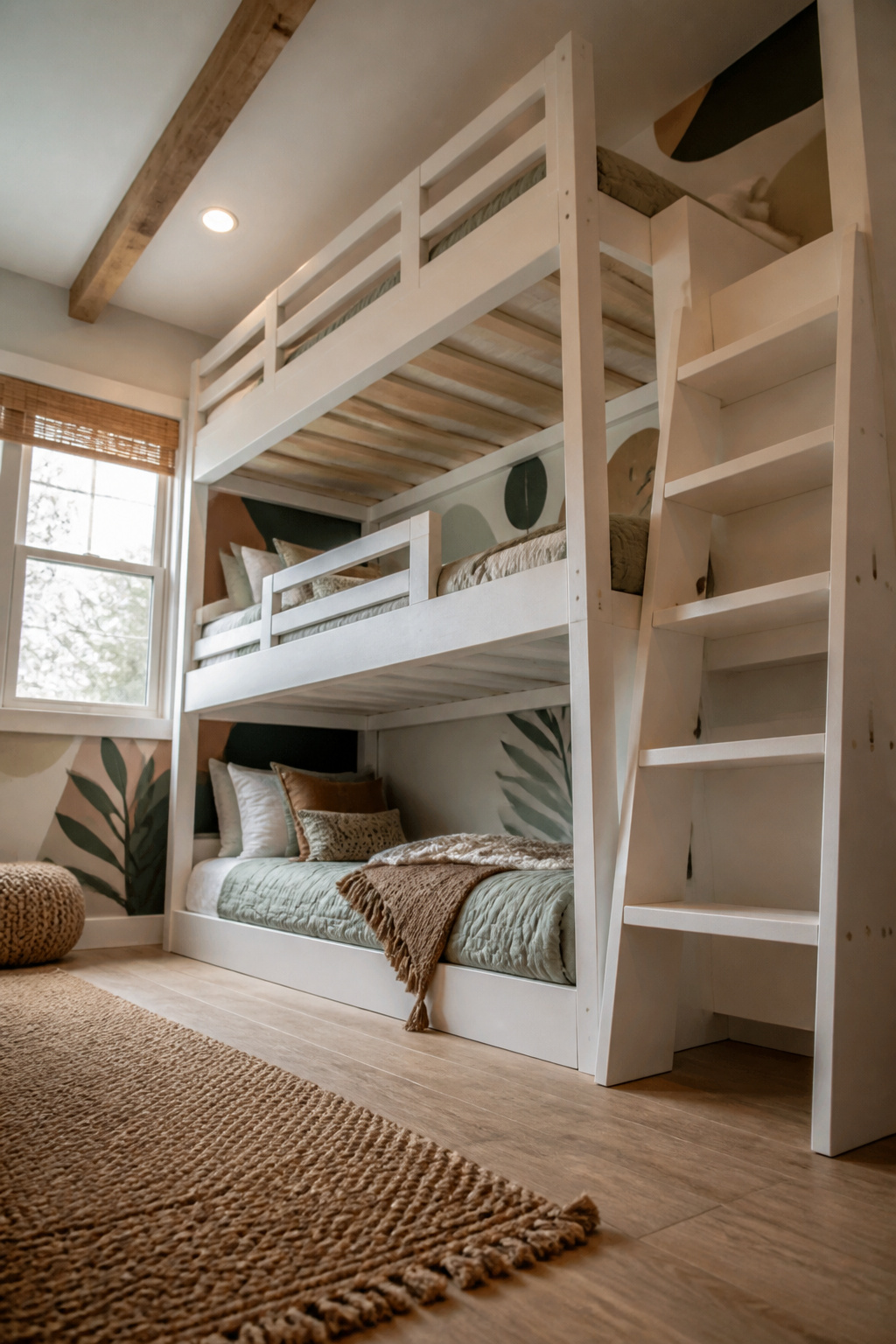 Triple bunk bed designed for three sleepers in a compact space.