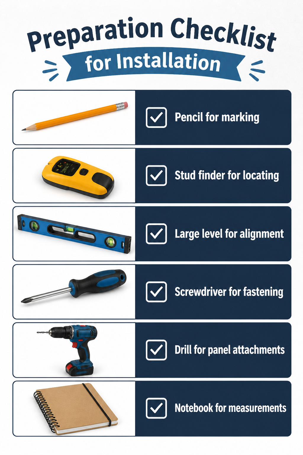 Custom Walk-In Closet Design and Installation Guide 2026 11 Checklist and tools laid out for closet installation preparation.