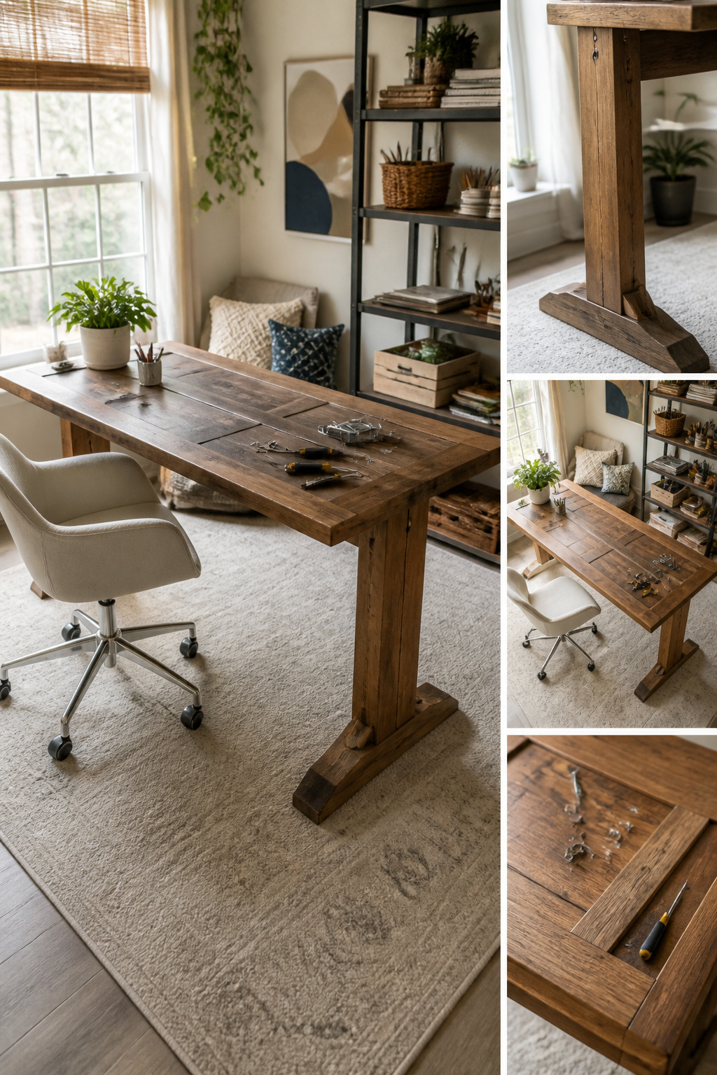 39 DIY Decor Ideas to Refresh Your Home for 2026 21 A desk made from a hollow-core door and legs.