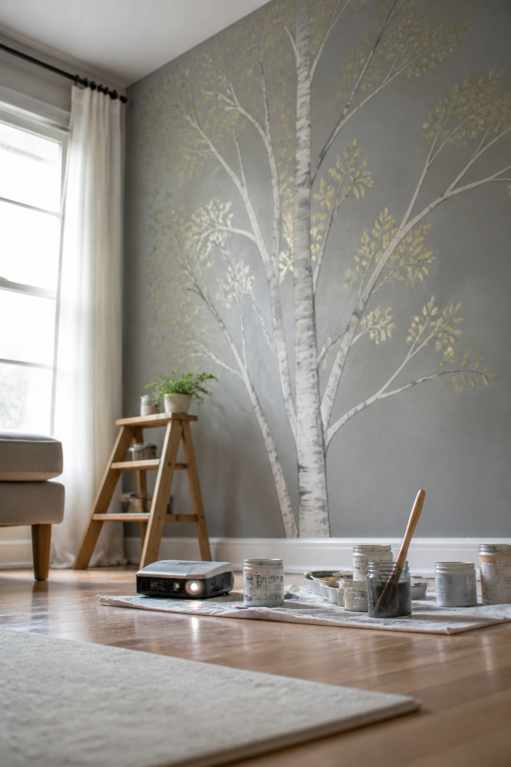 39 DIY Decor Ideas to Refresh Your Home for 2026 27 A wall mural traced with a projector in a bedroom.