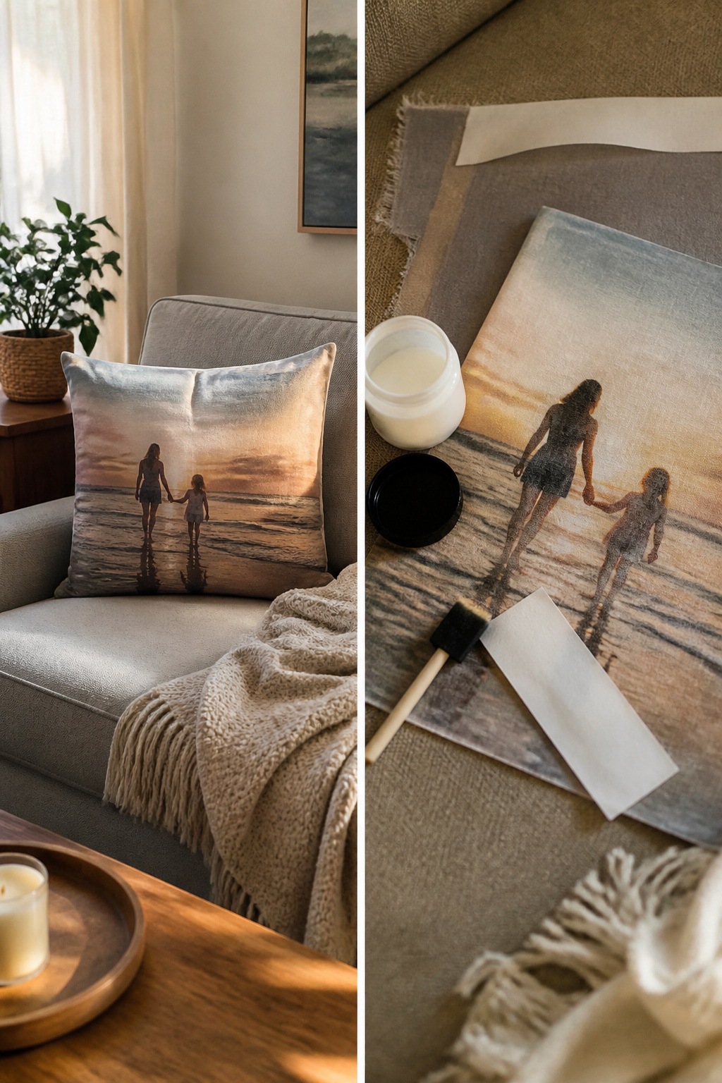 39 DIY Decor Ideas to Refresh Your Home for 2026 29 A throw pillow with a photo transfer design.