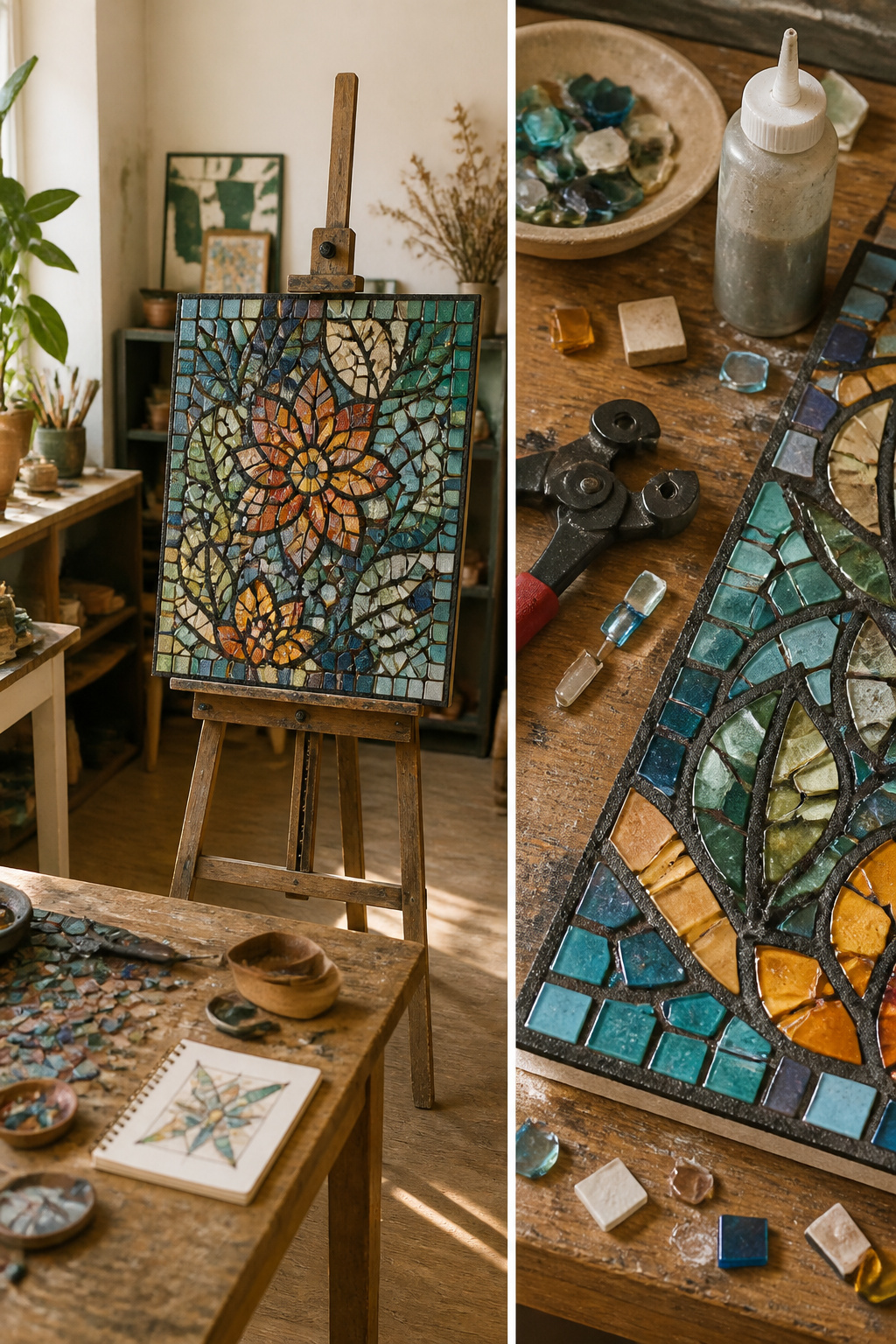 39 DIY Decor Ideas to Refresh Your Home for 2026 34 A mosaic art piece with various colored tiles.