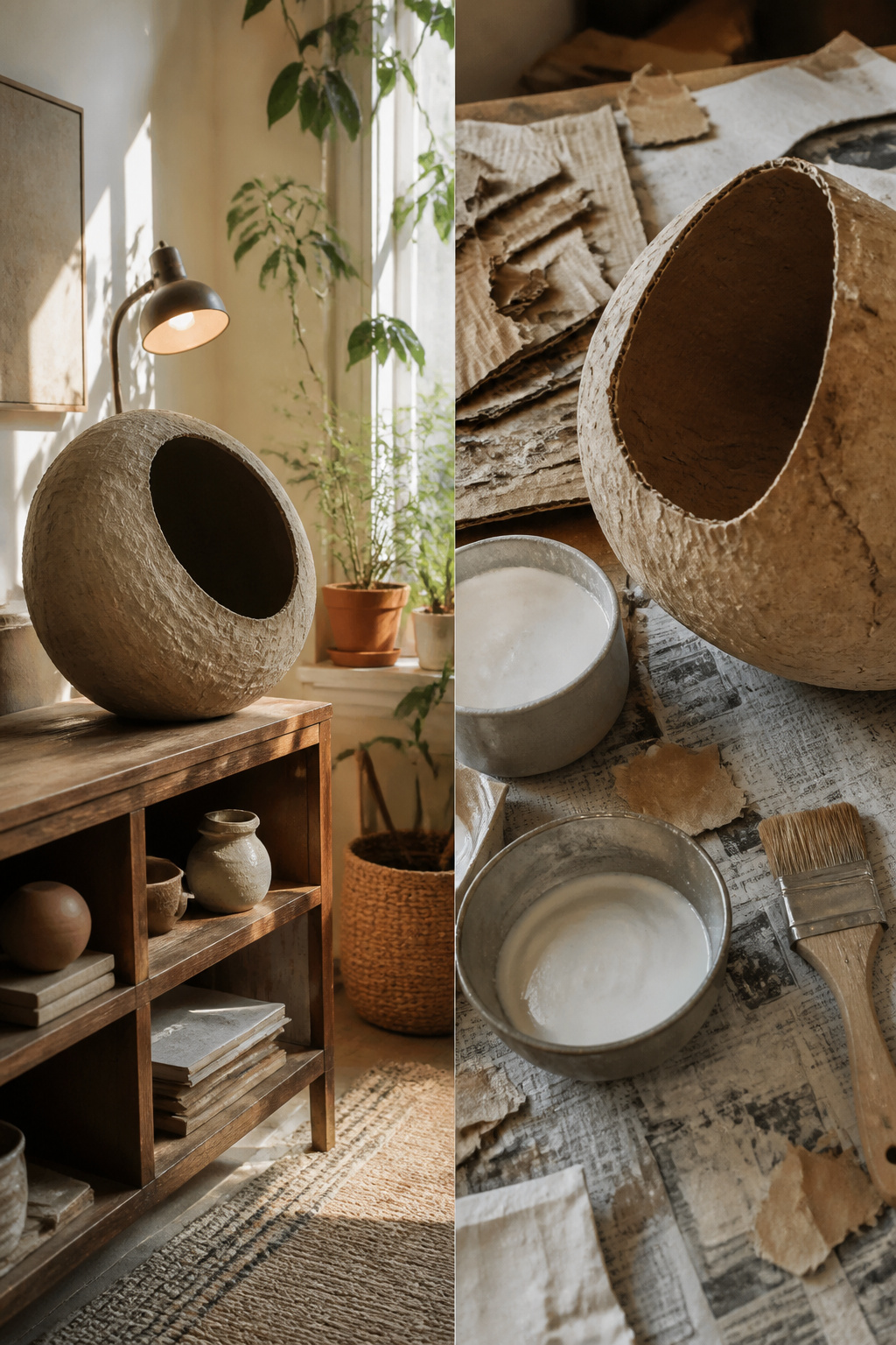 39 DIY Decor Ideas to Refresh Your Home for 2026 7 A bowl made of cardboard papier mache.