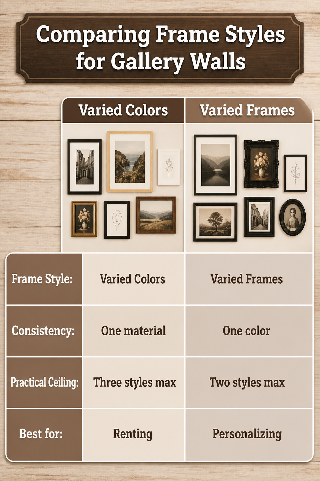 Image showing different frame styles for a gallery wall.