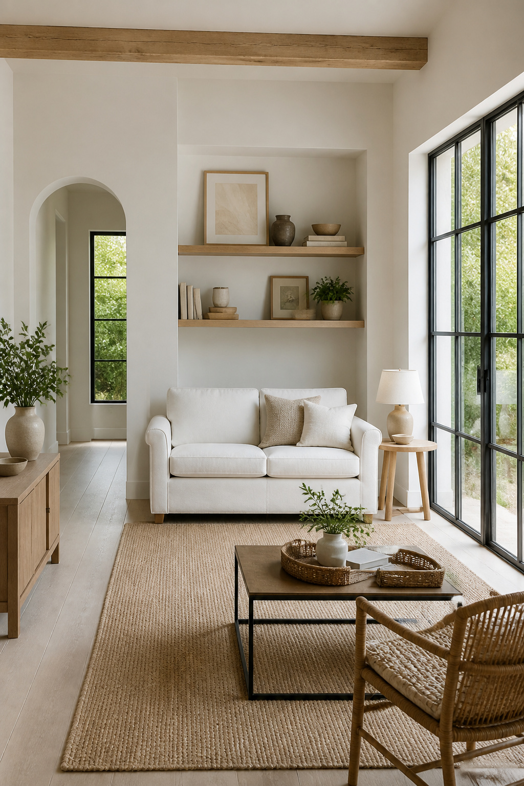 A compact white loveseat designed for small spaces.
