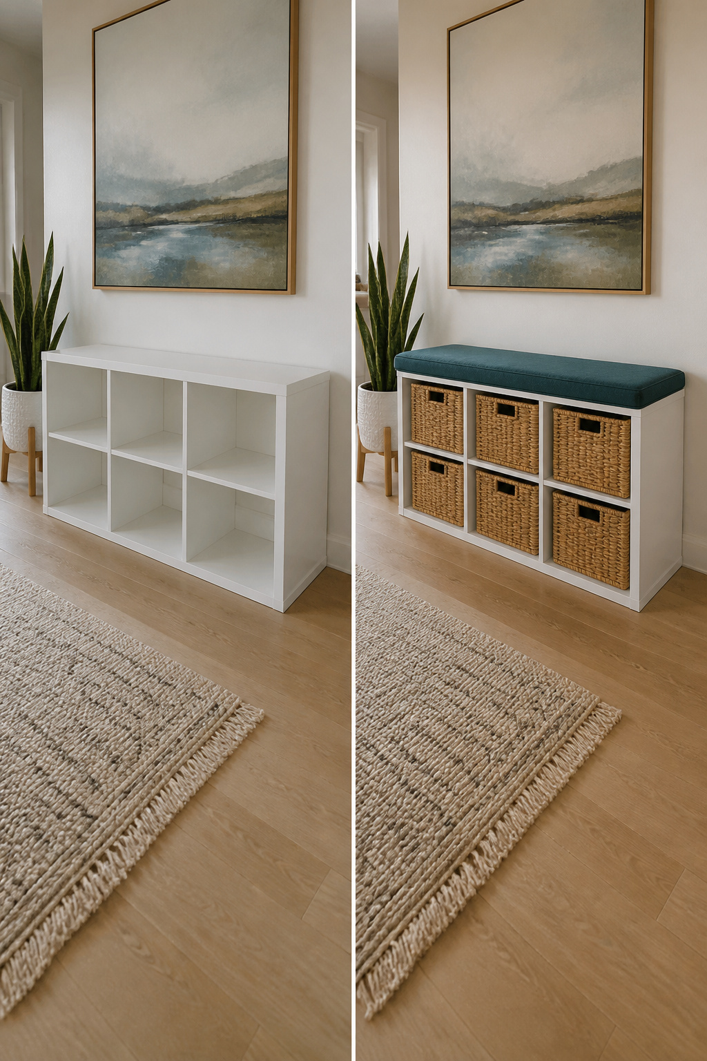 10 IKEA Hacks by Product Line: BILLY to MALM (2026) 2 KALLAX shelf units used as a room divider with storage cubes.