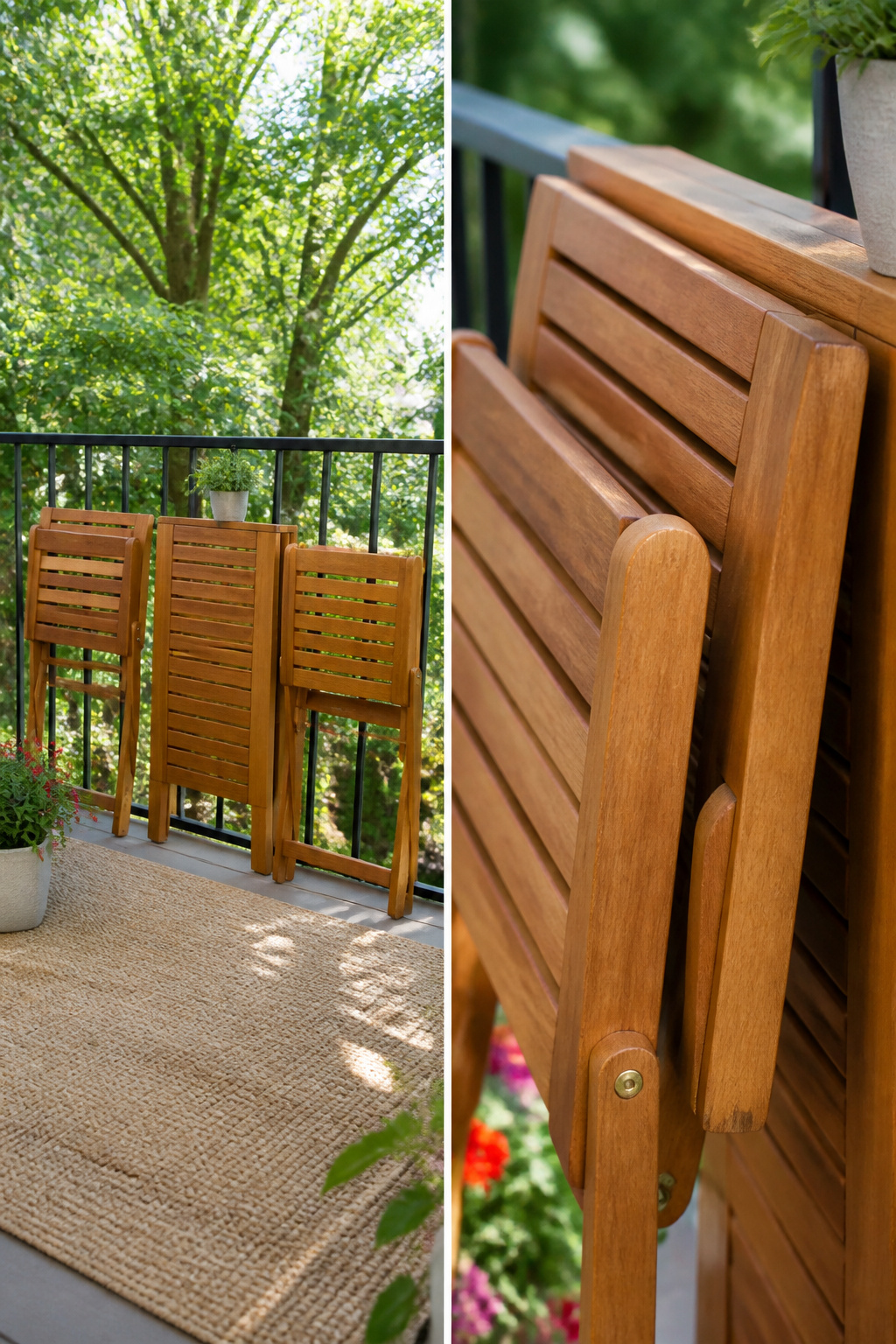 Tangkula wooden bistro set with a folding table and two chairs.