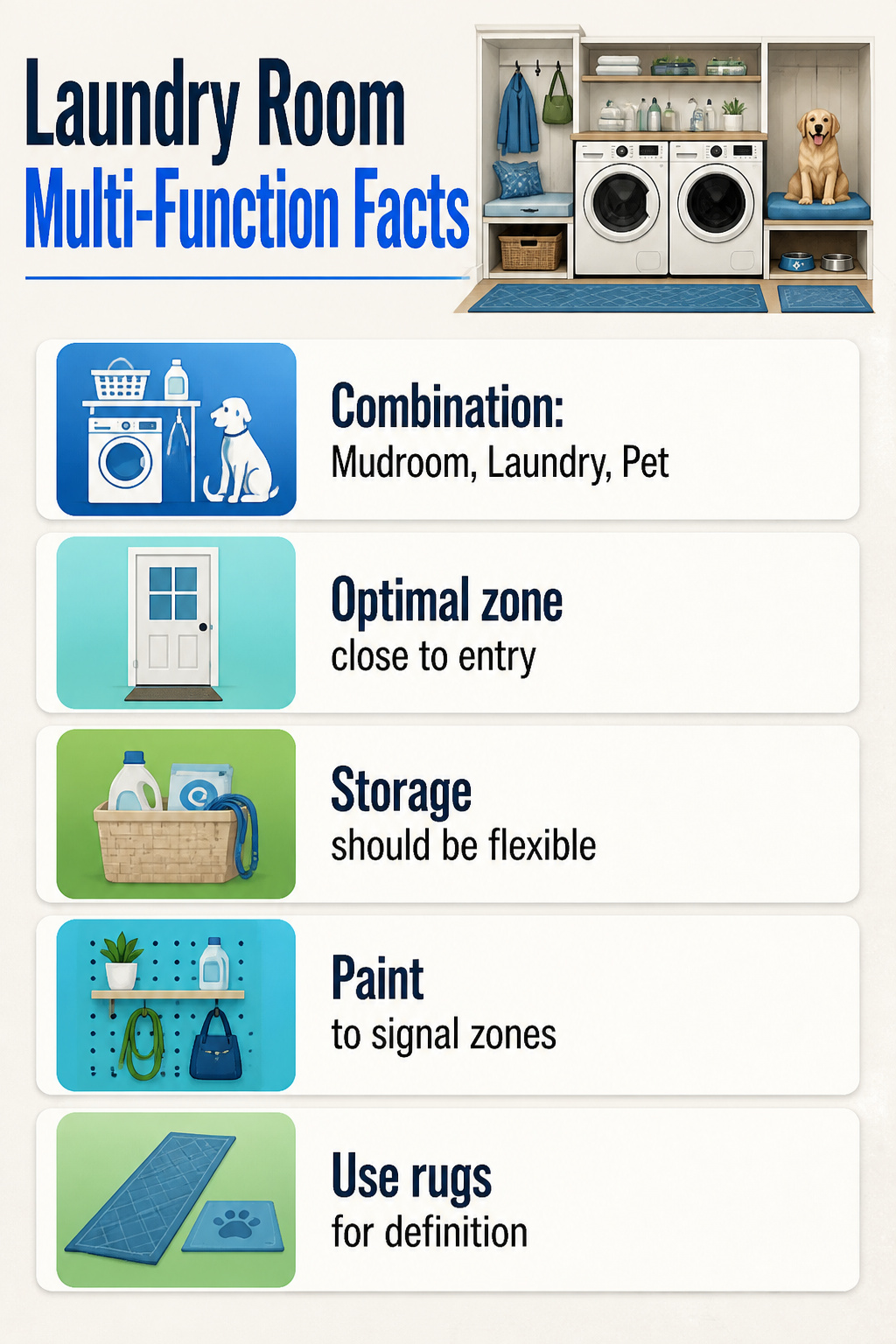 15 Pretty Laundry Room Ideas for Inspired Design 18 Laundry room serving multiple purposes including mudroom and pet station.
