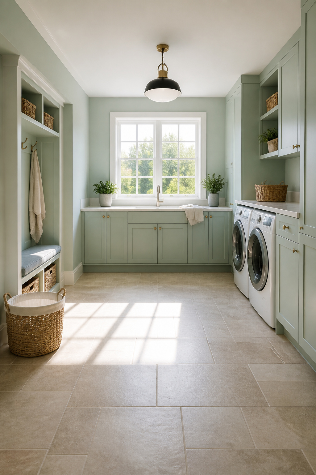 15 Pretty Laundry Room Ideas for Inspired Design 8 Laundry room with a window allowing natural light to enter.