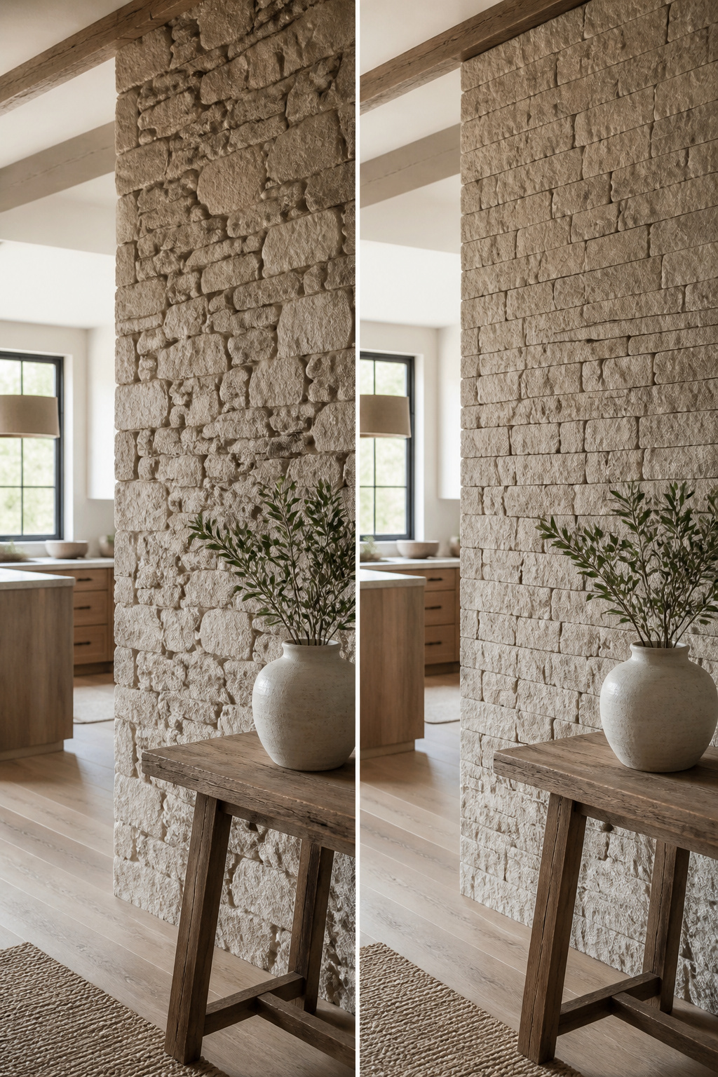 Display of six color options for 3" Split Limestone textures.