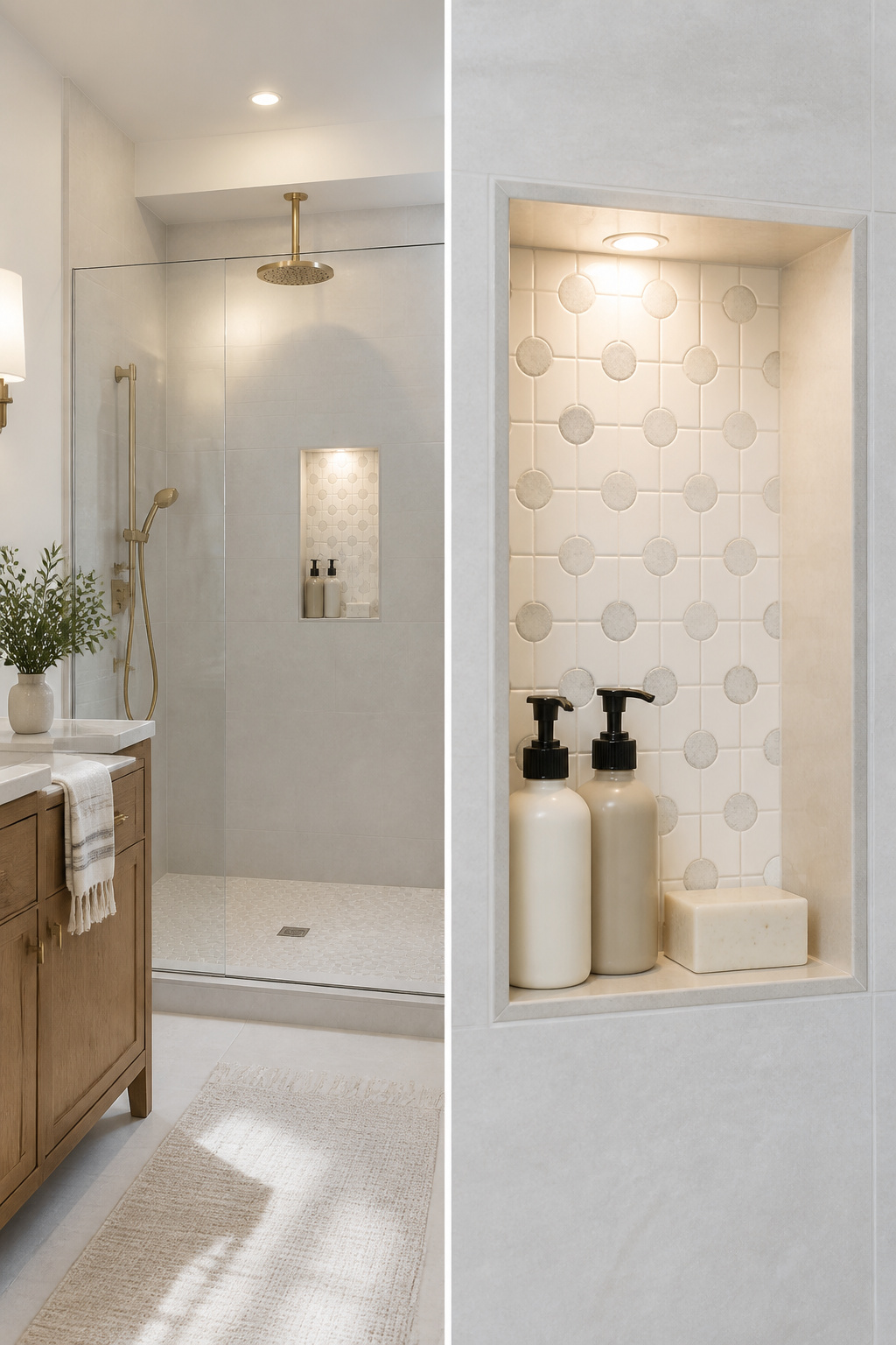 A whimsical tile backsplash paired with plain field tile.