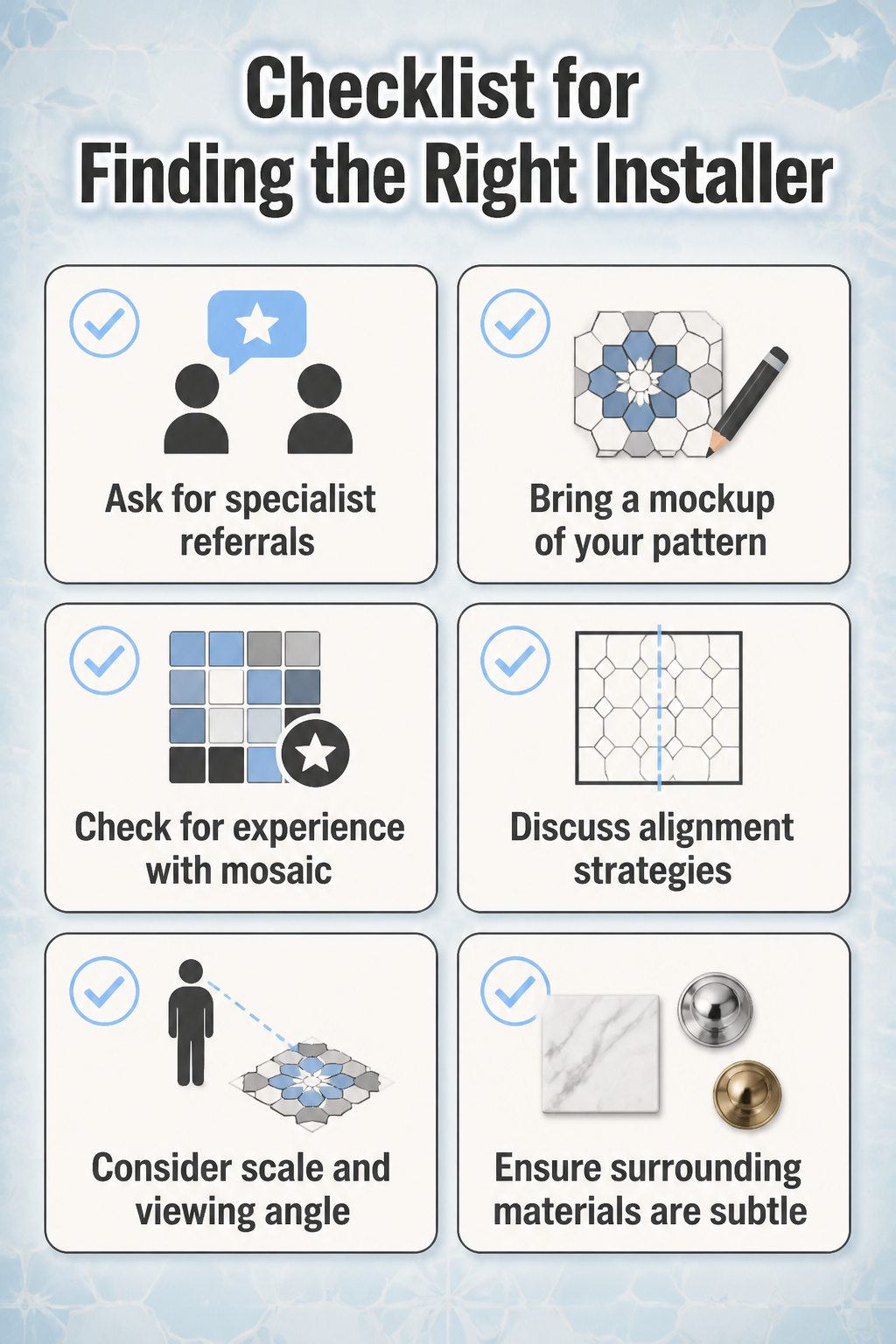 A checklist for finding the right tile installer.