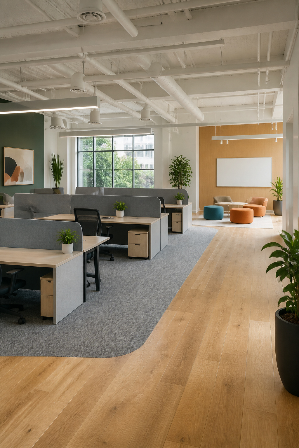 Workspace Designs: 8 Methods for Practical Office Planning in 2026 1 An office layout with distinct areas for quiet work and meetings.