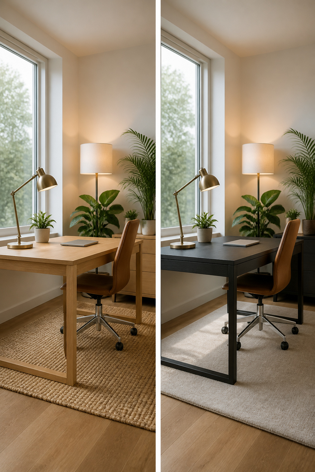 Workspace Designs: 8 Methods for Practical Office Planning in 2026 4 A workspace illuminated with warm LED lights and natural light from a window.
