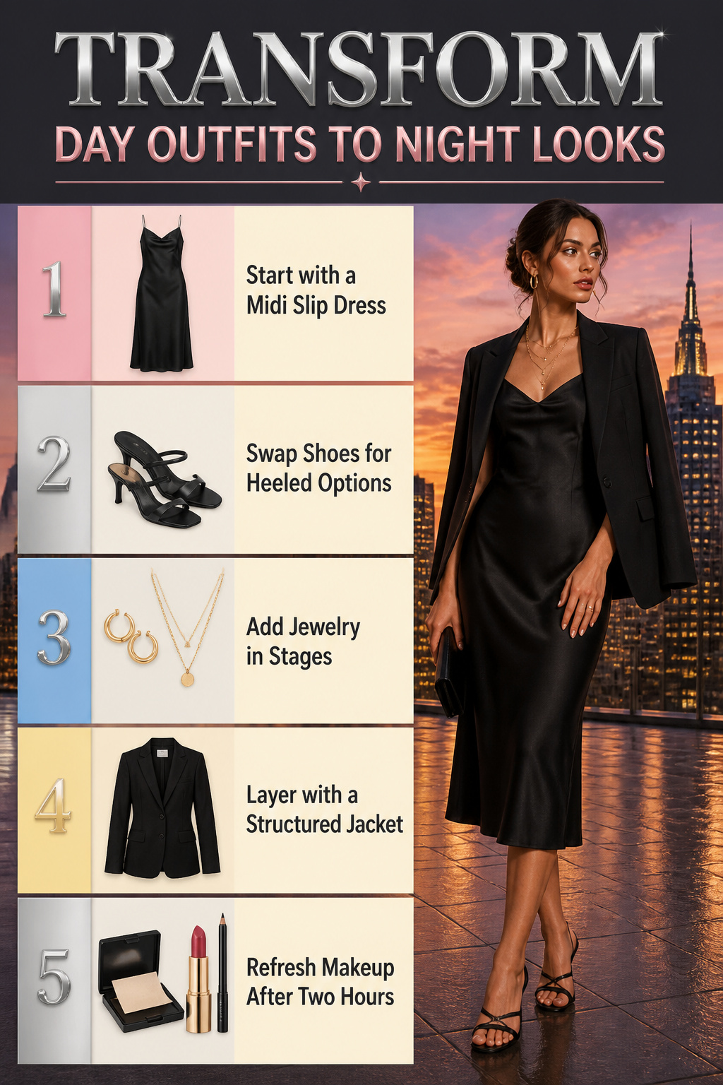 A midi slip dress displayed alongside casual shoes.