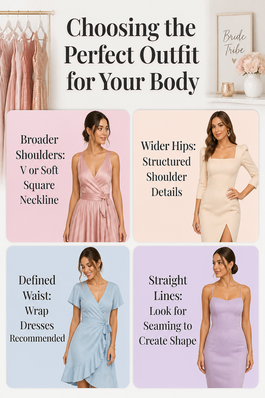 An information image about choosing outfits based on body shape.
