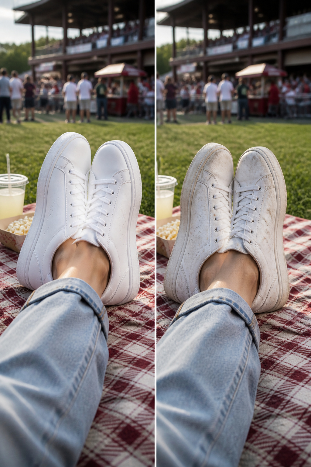 A variety of sneakers displayed, focusing on comfortable footwear options.