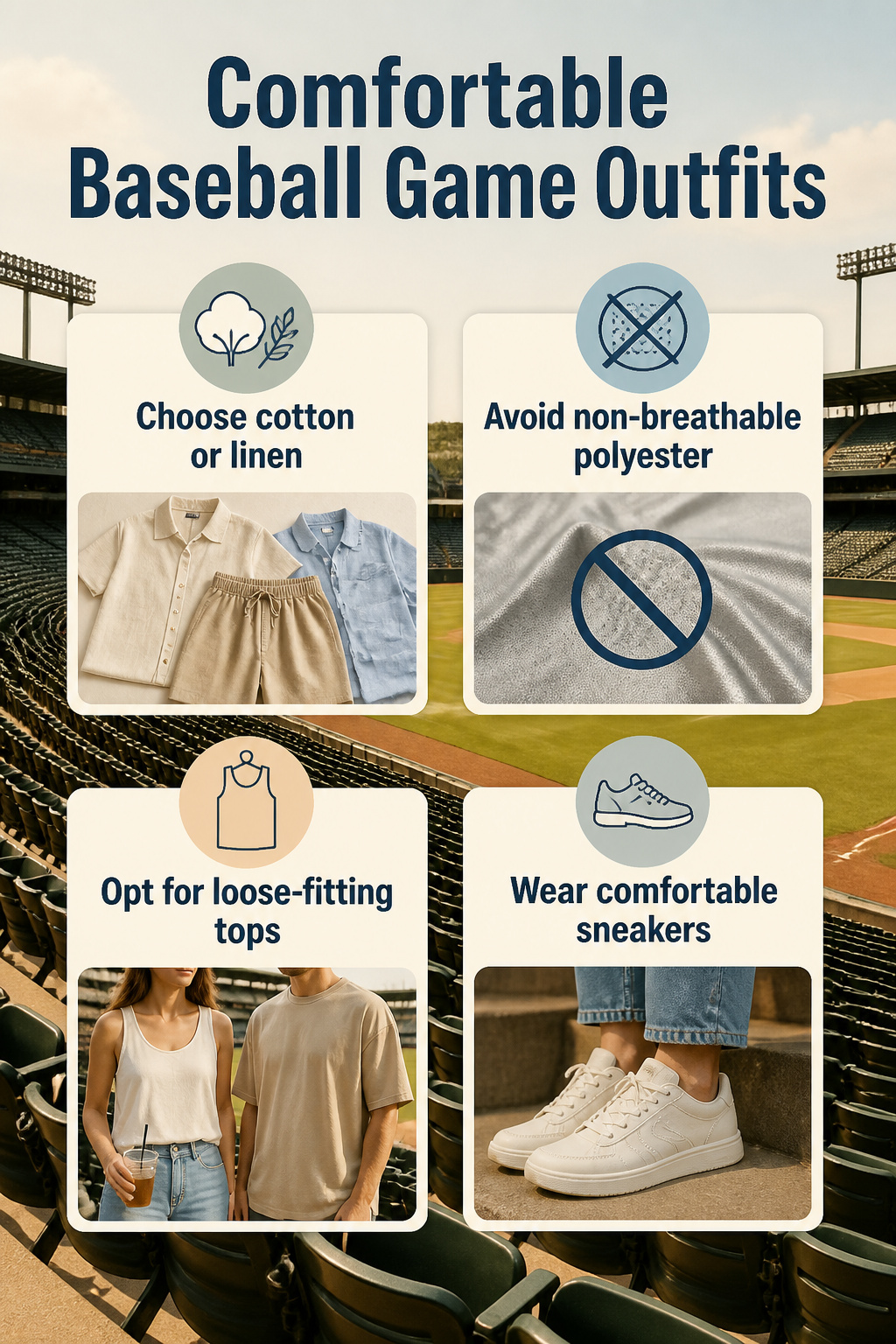 Information image about comfortable fabrics suitable for baseball games.