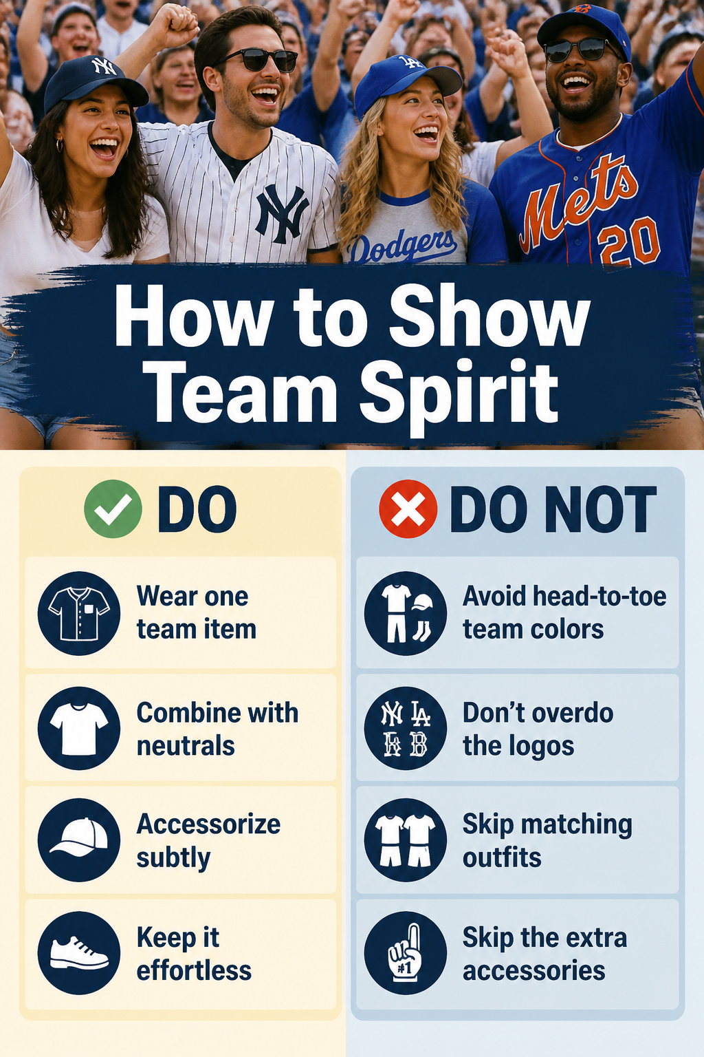 Information image about expressing team spirit without overdoing it.