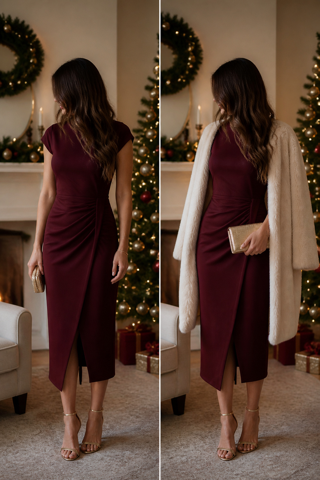 A collection of fabrics in burgundy and navy hues.