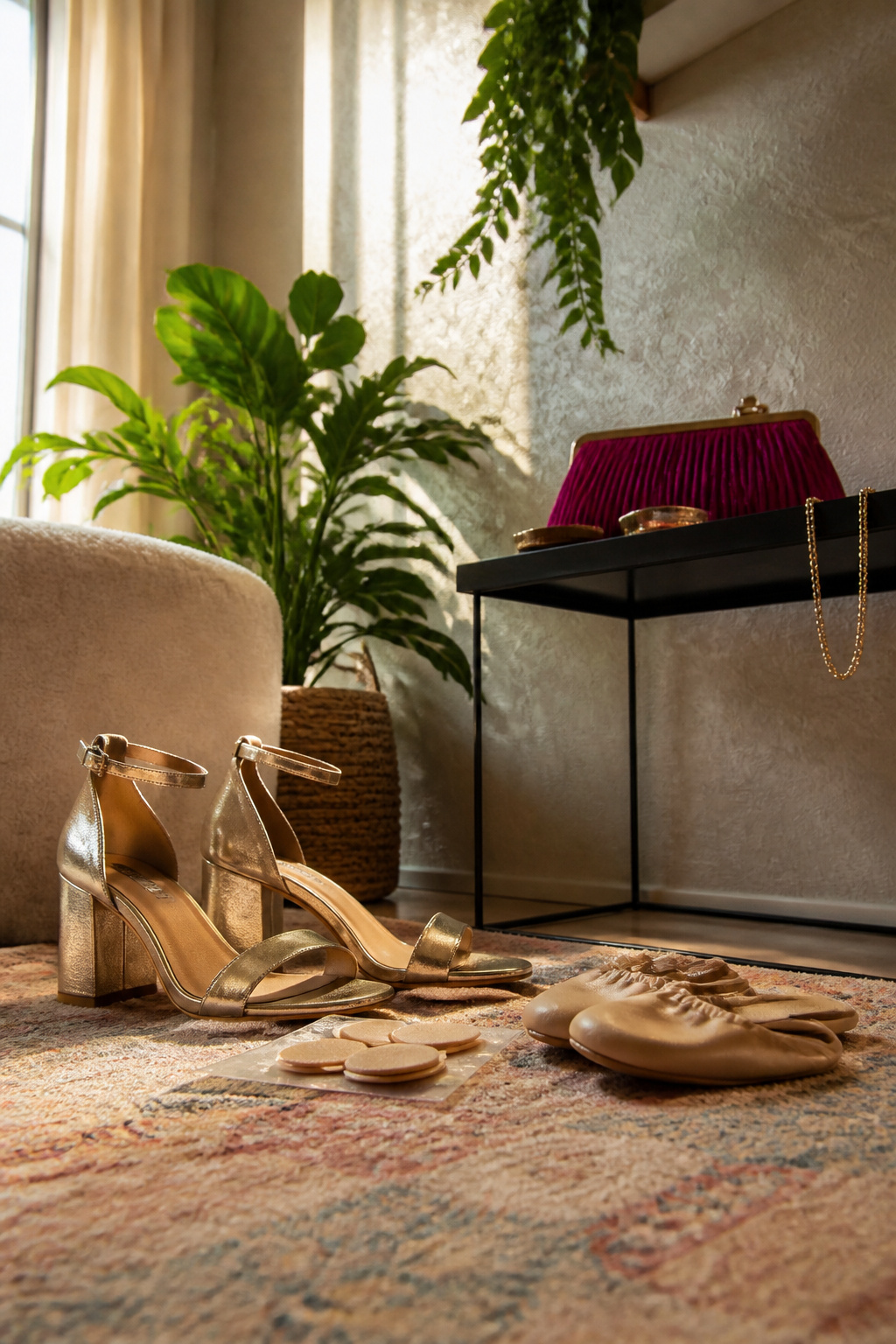 A pair of block heels displayed, emphasizing comfort for club wear.