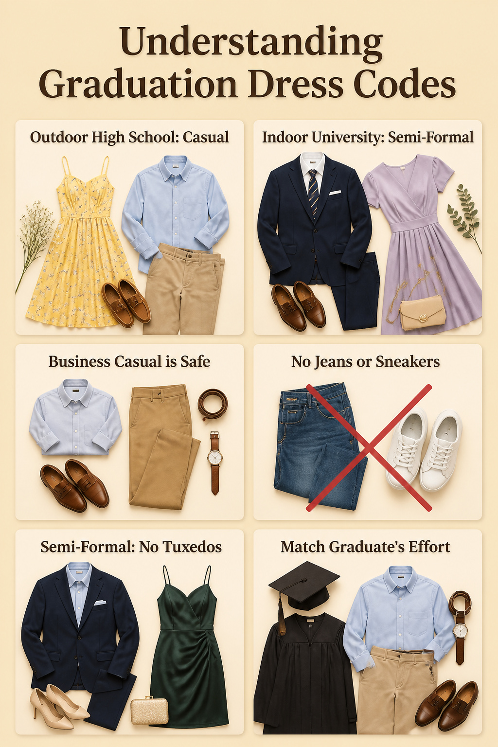 An informative graphic about graduation dress codes.