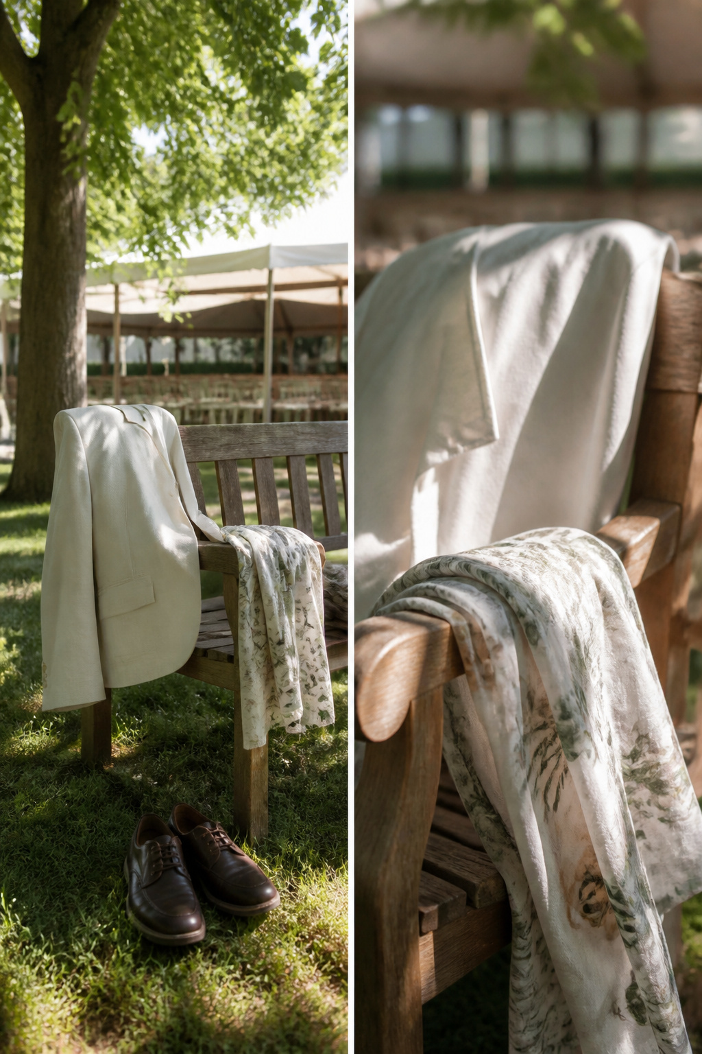 A light jacket and shawl displayed together.