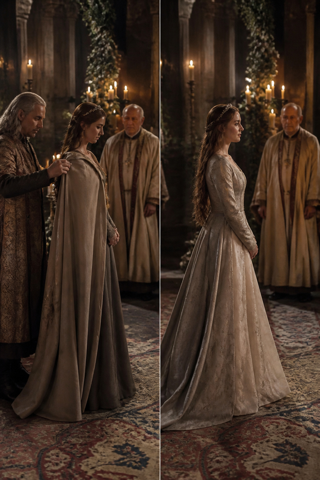 A wedding ceremony led by a septon within a Faith of the Seven sept.