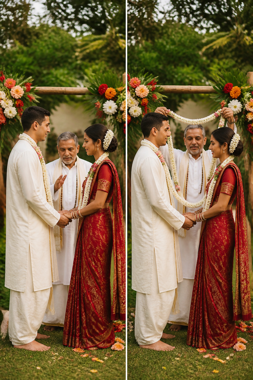 Illustration of different cultural binding rituals depicted during handfasting.