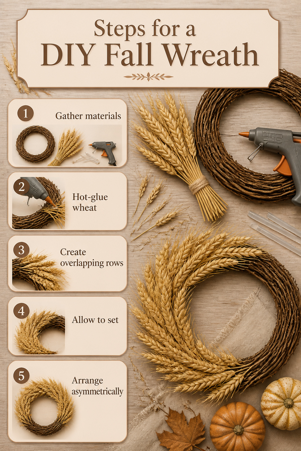 23 Chic Fall Decor Ideas for an Elevated 2026 Season 26 Supplies laid out for creating a grapevine wreath.