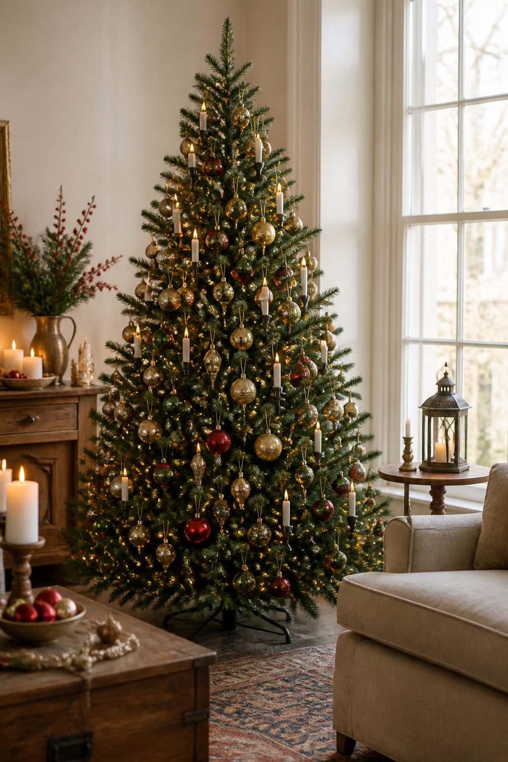 Ashton Spruce Christmas tree with tapered branch tips.