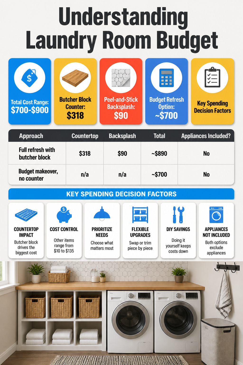 An information graphic detailing laundry room update costs.
