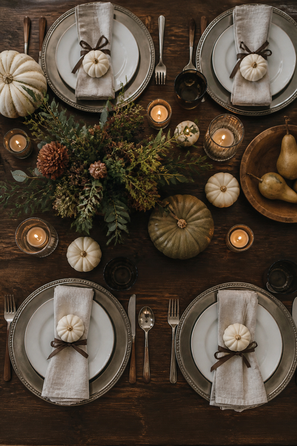 7 Rustic Thanksgiving Table Ideas: Natural, Vintage & Thrifted for 2026 6 A rustic place setting with a dinner fork, knife, and spoon.
