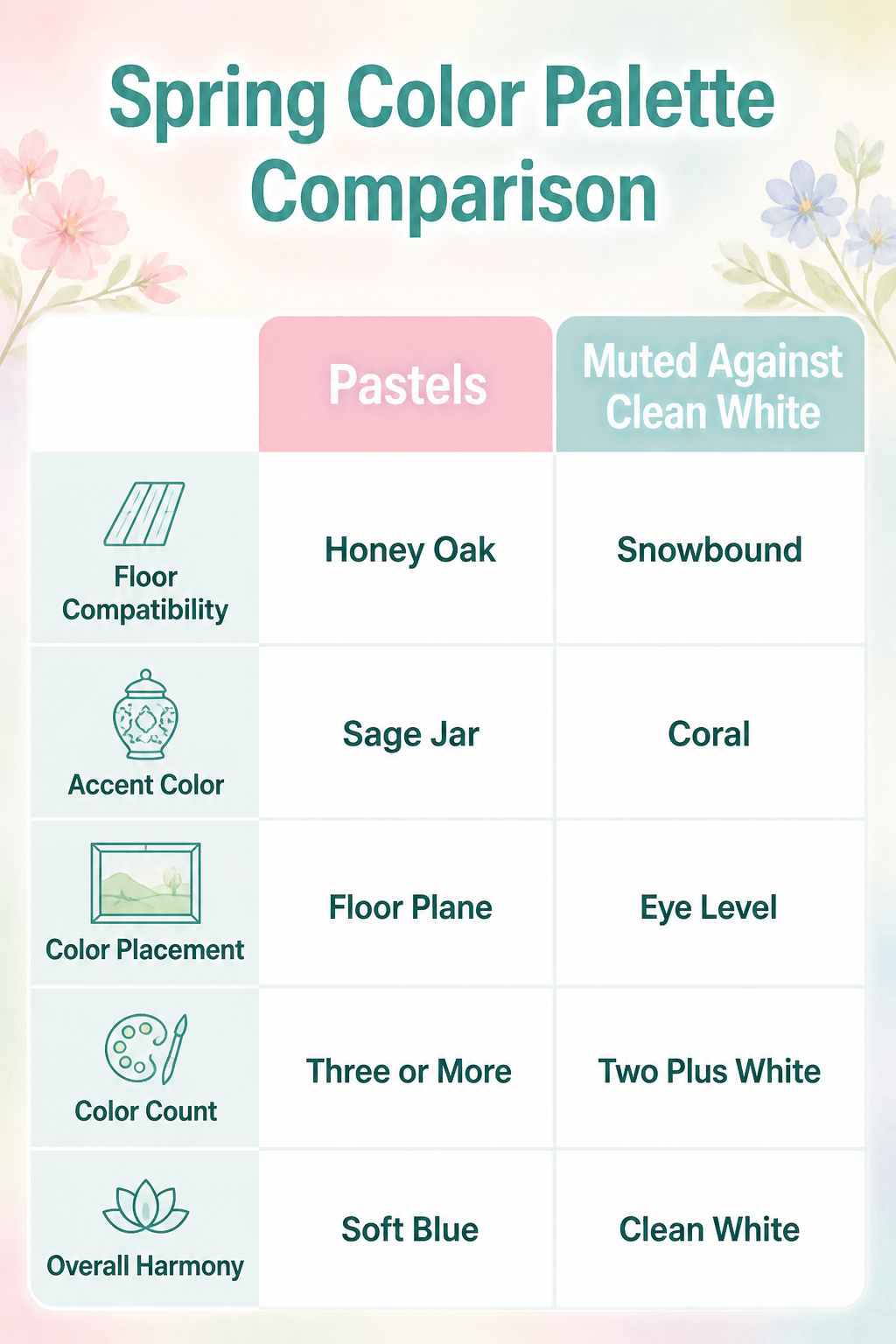 8 Spring Entryway Decor Ideas for 2026: Fresh Research on Styles 9 Comparison of spring color palette with pastels and neutrals.