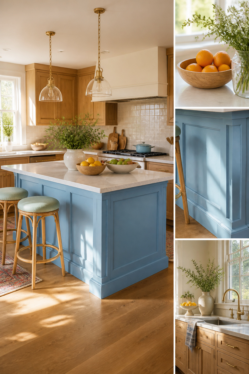 10 Spring Kitchen Decorating Ideas for a Fresh, Light Space 13 Kitchen island painted in Palladian Blue.