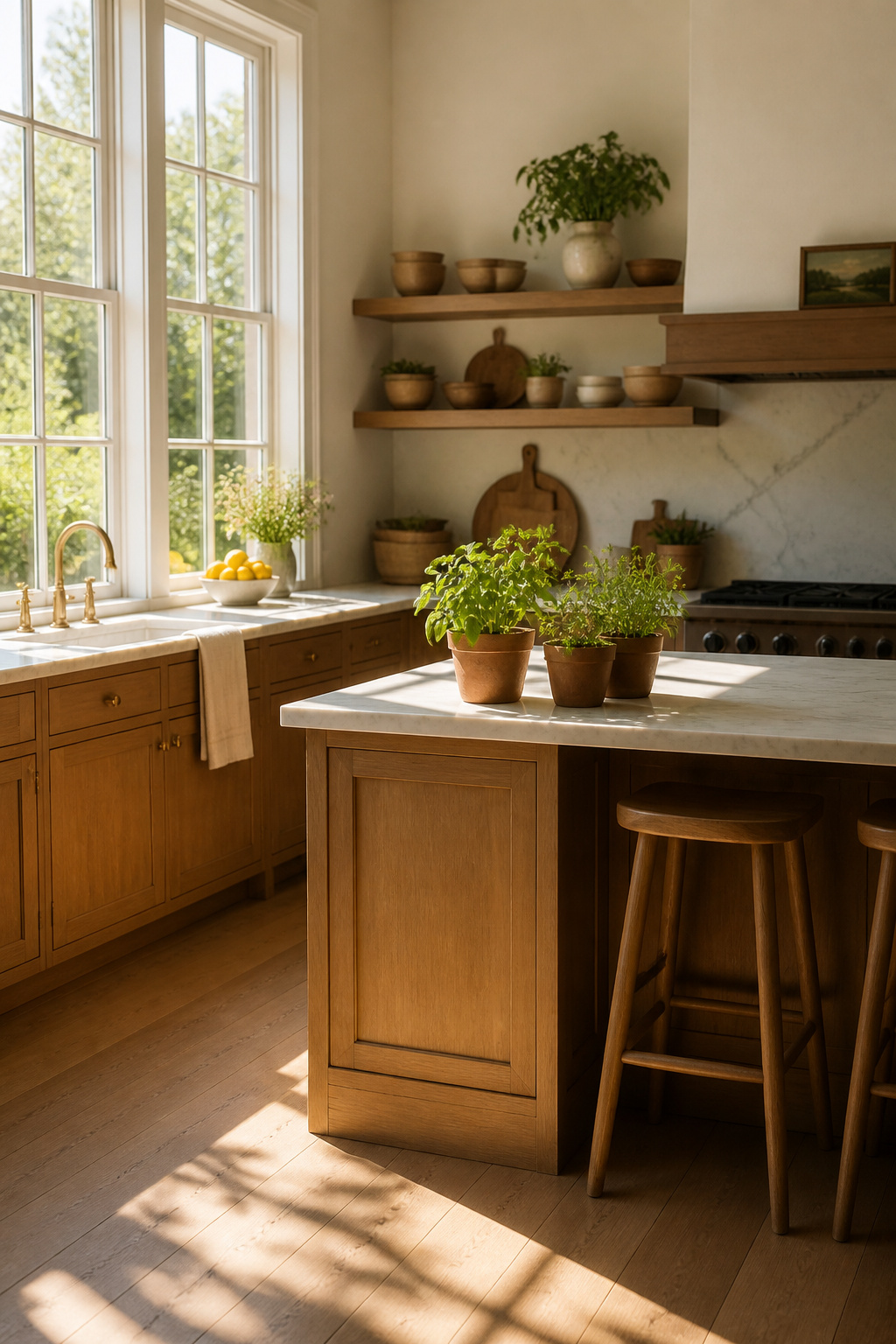 10 Spring Kitchen Decorating Ideas for a Fresh, Light Space 2 Potted basil and mint herbs on a kitchen windowsill.