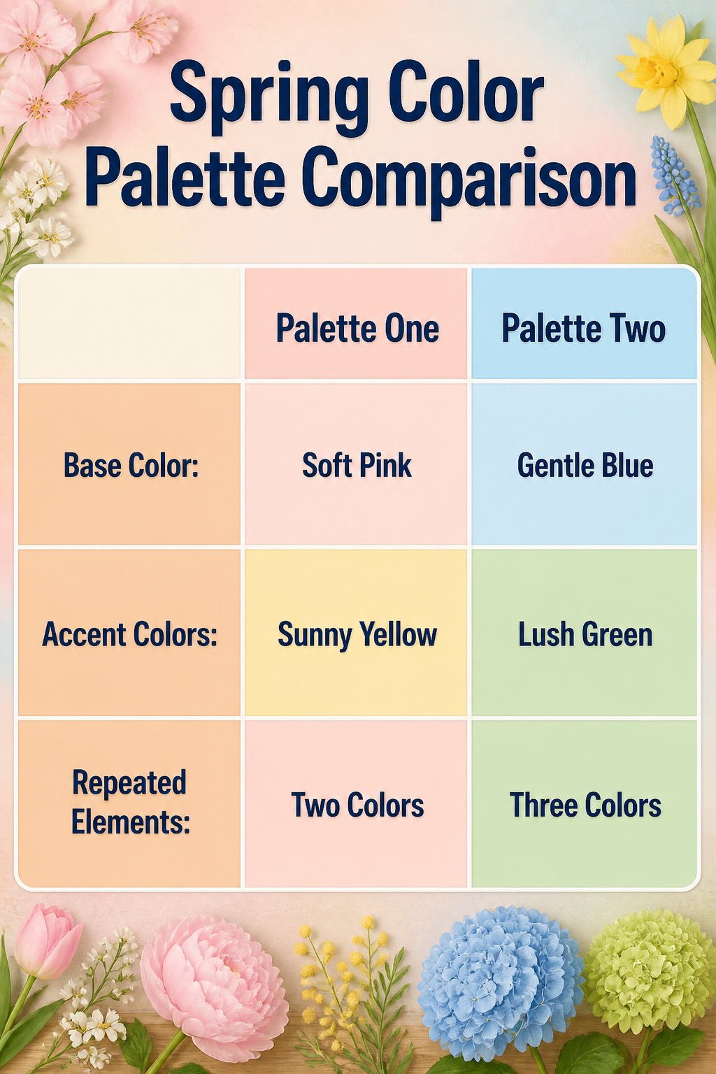 10 Spring Table Decor Ideas for Every Dining Style 11 Spring color palette featuring soft pinks and blues.