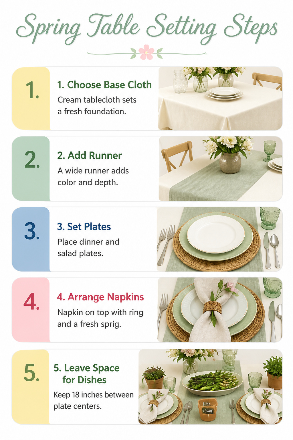 10 Spring Table Decor Ideas for Every Dining Style 12 Spring table setting demonstrating proper centerpiece height.