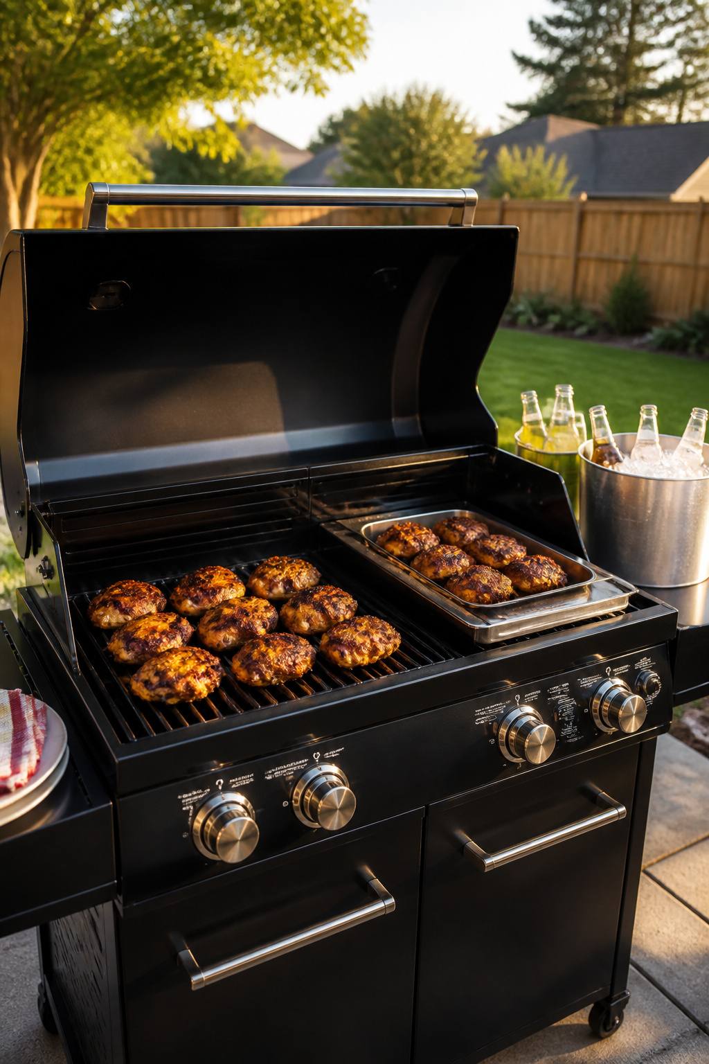 Grilled chicken thighs on a grill with spices.