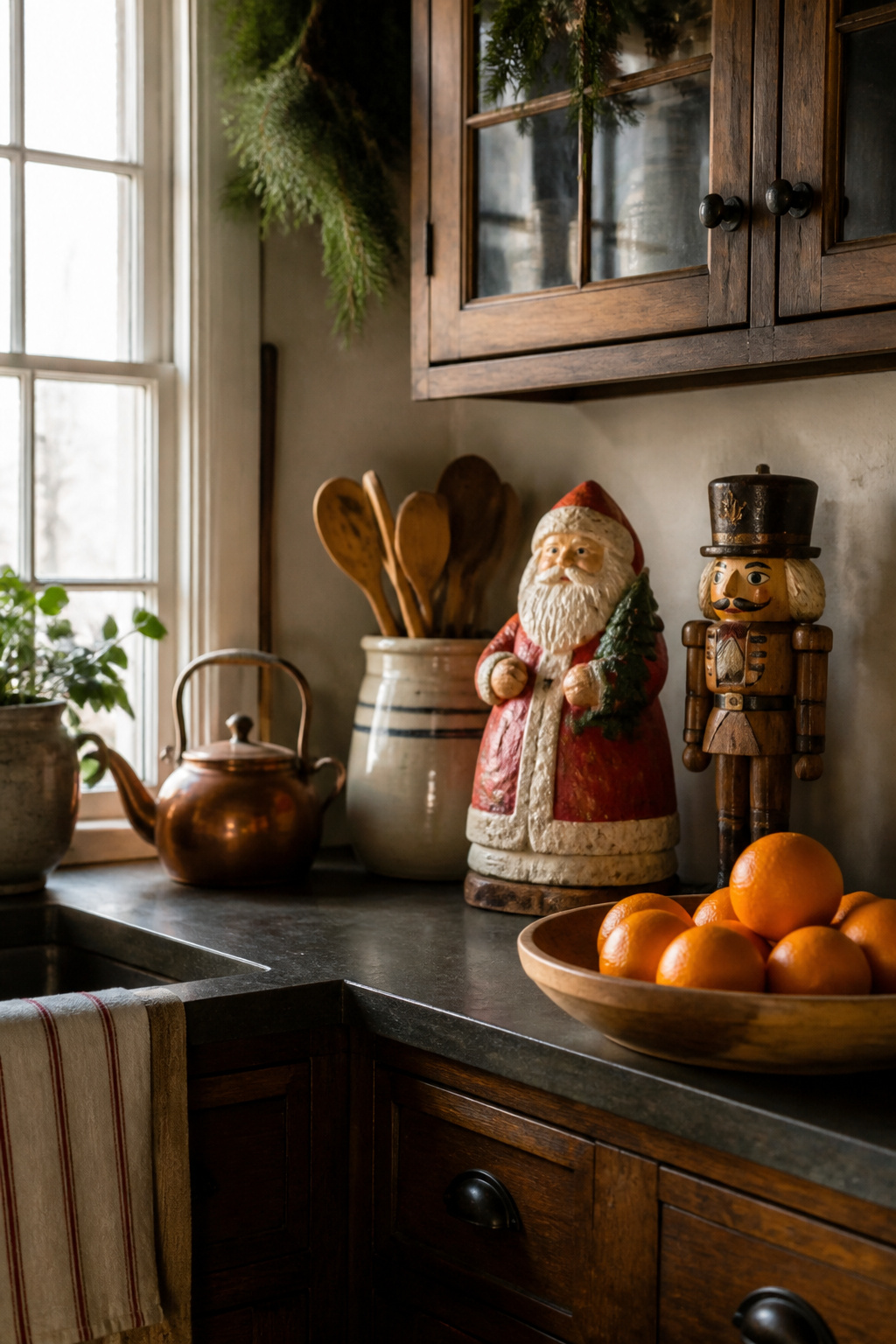 Cherished personal items displayed in a cozy kitchen corner.